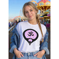 Om with Yoni Mudra - on Pink w-Blue Polka Dots (avail. in 3 colors)