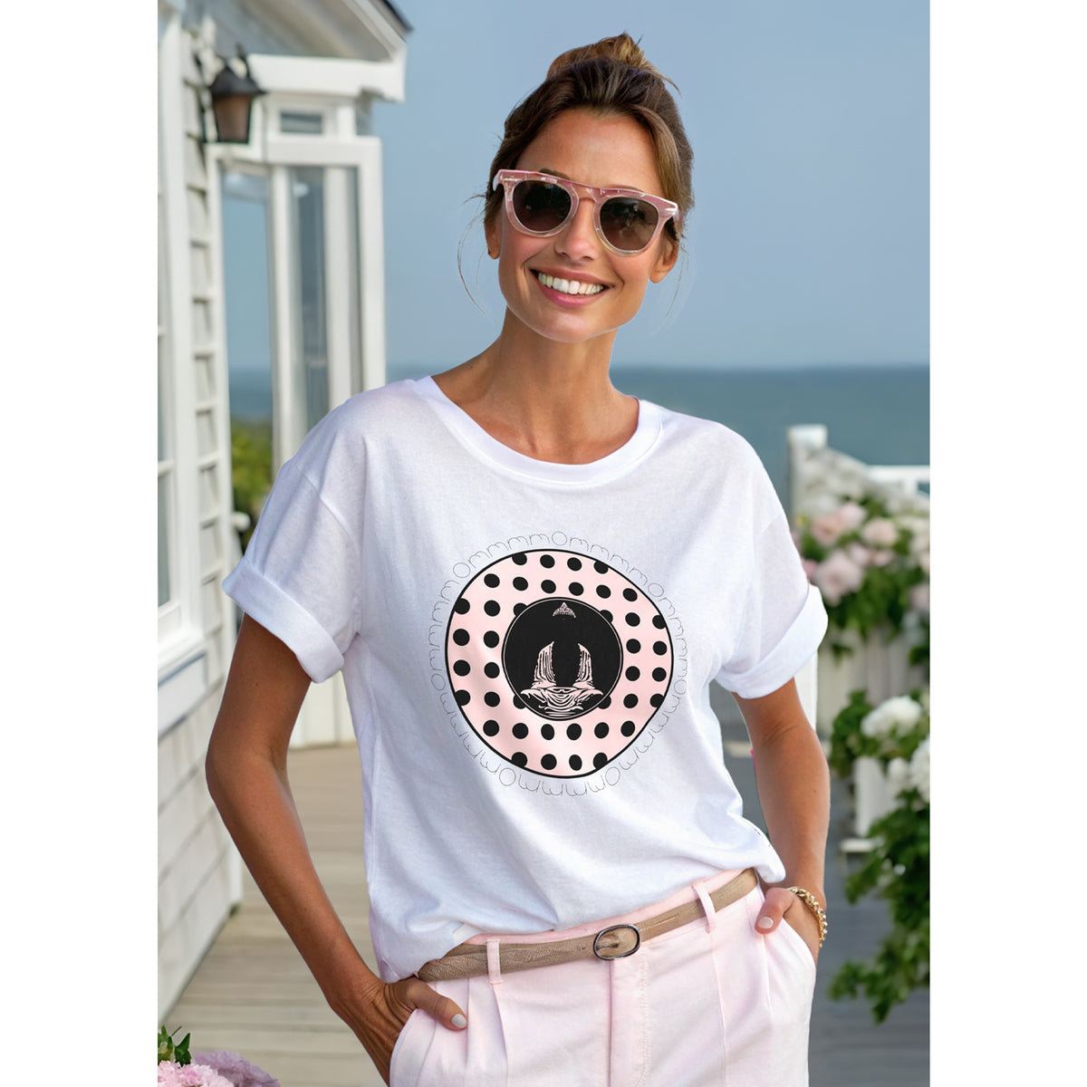 Om Buddha-Pink with Black Polka Dots (avail. in 3 colors)