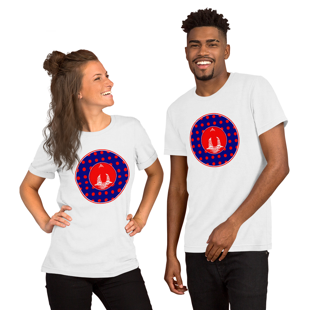 buddha meditation white cotton t-shirt polka dots