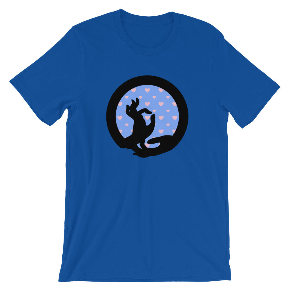 buddha mudra meditation blue cotton t-shirt