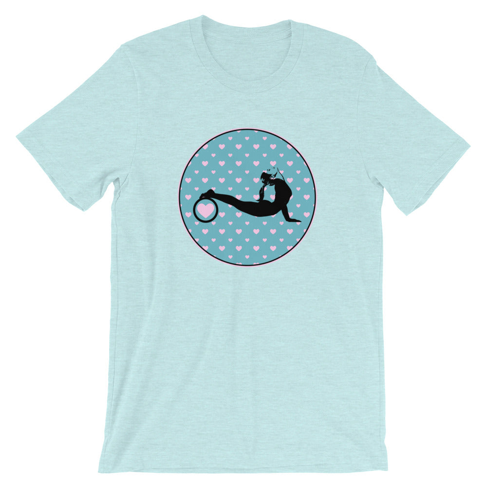 Yoga Wheel-Teal with Pink Hearts (avail. in 4 colors)