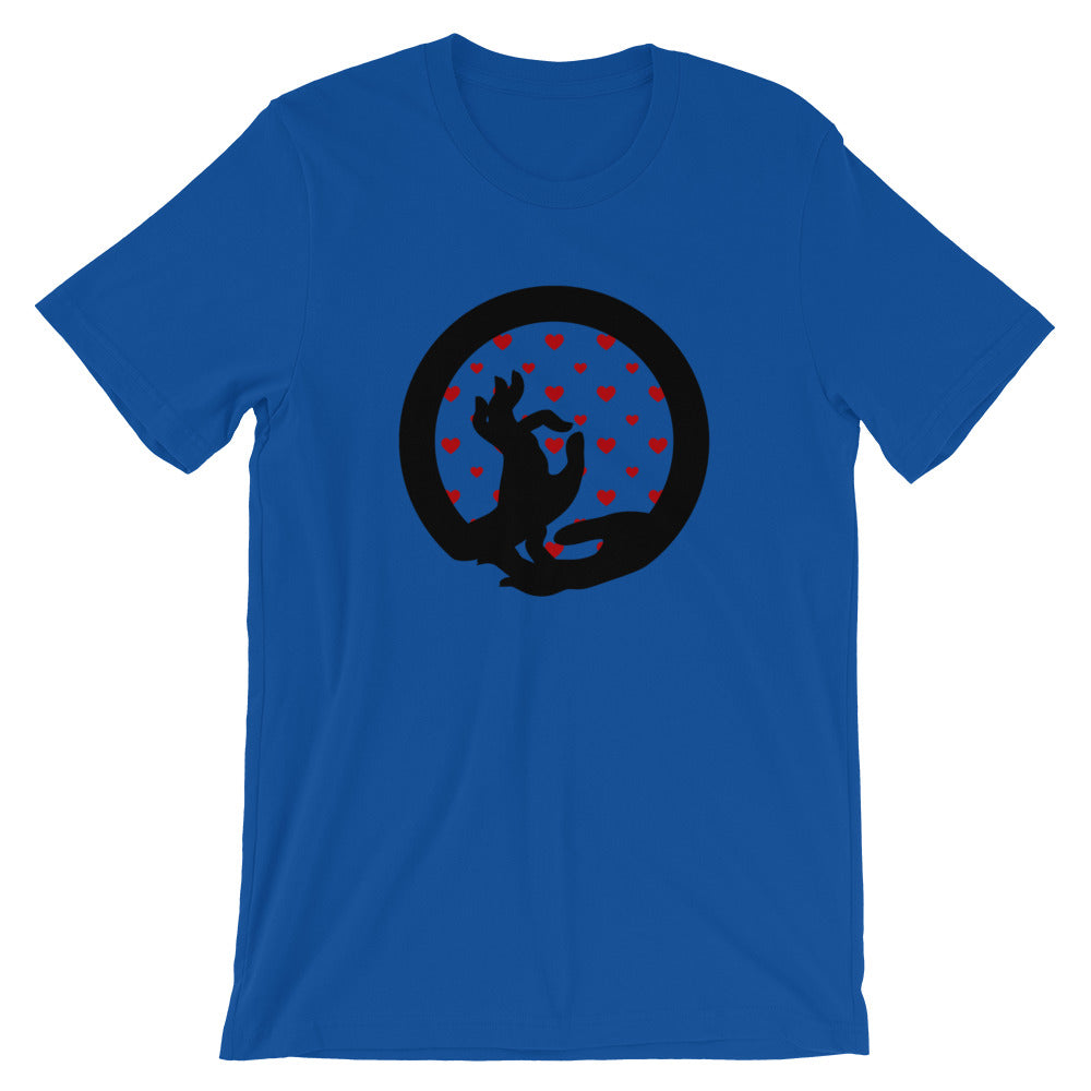 buddha mudra meditation blue cotton t-shirt