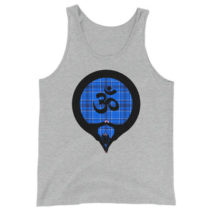 Yoni Mudra-Om on Blue Plaid4 (avail. in 3 colors)