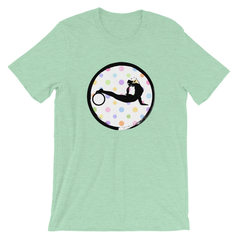 Yoga Wheel Enso-White w-Multi-color Polka Dots (avail. in 10 colors)