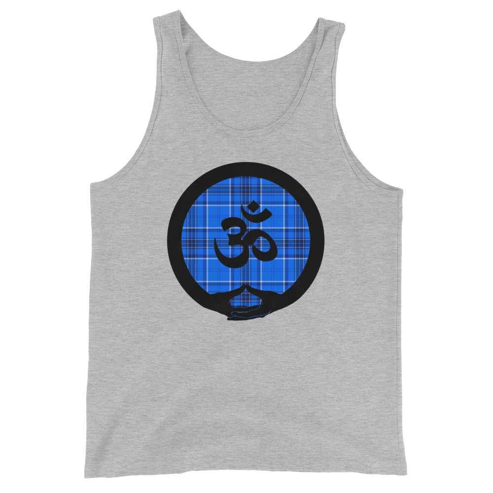 Mudra-OM on Blue Plaid4 (avail. in 3 colors)