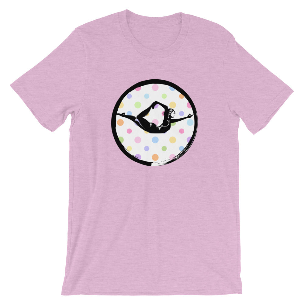 Half Bow Pose Enso-White with Multi-color Polka Dots (avail. in 9 colors)