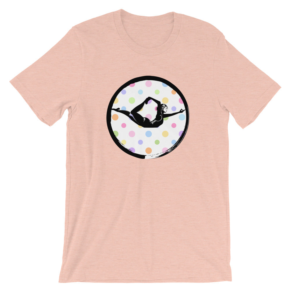 Half Bow Pose Enso-White with Multi-color Polka Dots (avail. in 9 colors)