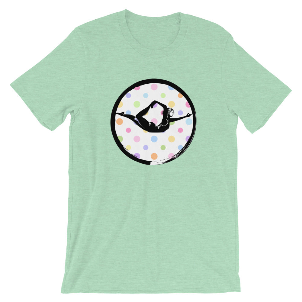 Half Bow Pose Enso-White with Multi-color Polka Dots (avail. in 9 colors)