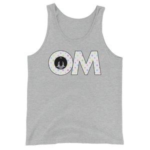 OM-White w-Multi-color Polka Dots