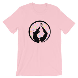 yoga pink cotton t-shirt with polka dots