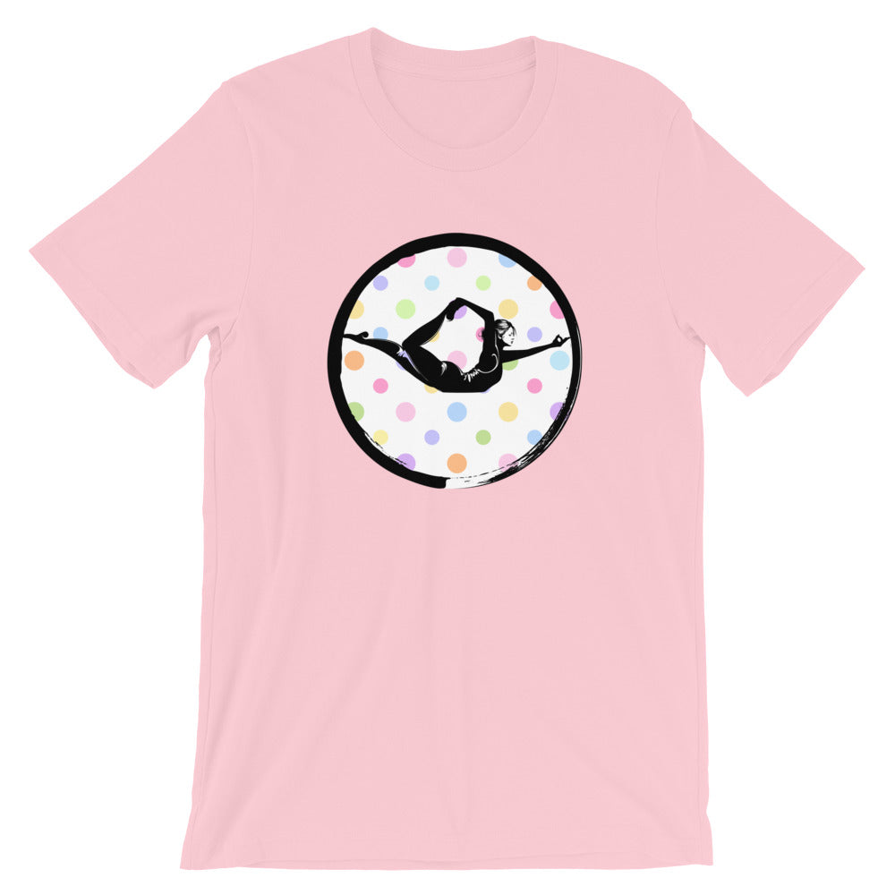 Half Bow Pose Enso-White with Multi-color Polka Dots (avail. in 9 colors)