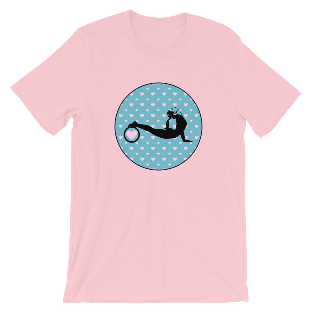 Yoga Wheel-Teal with Pink Hearts (avail. in 4 colors)