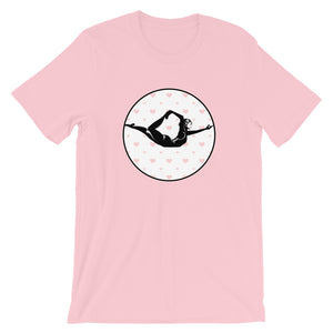 Half Bow Pose-White with Pink Hearts (avail. in 5 colors)