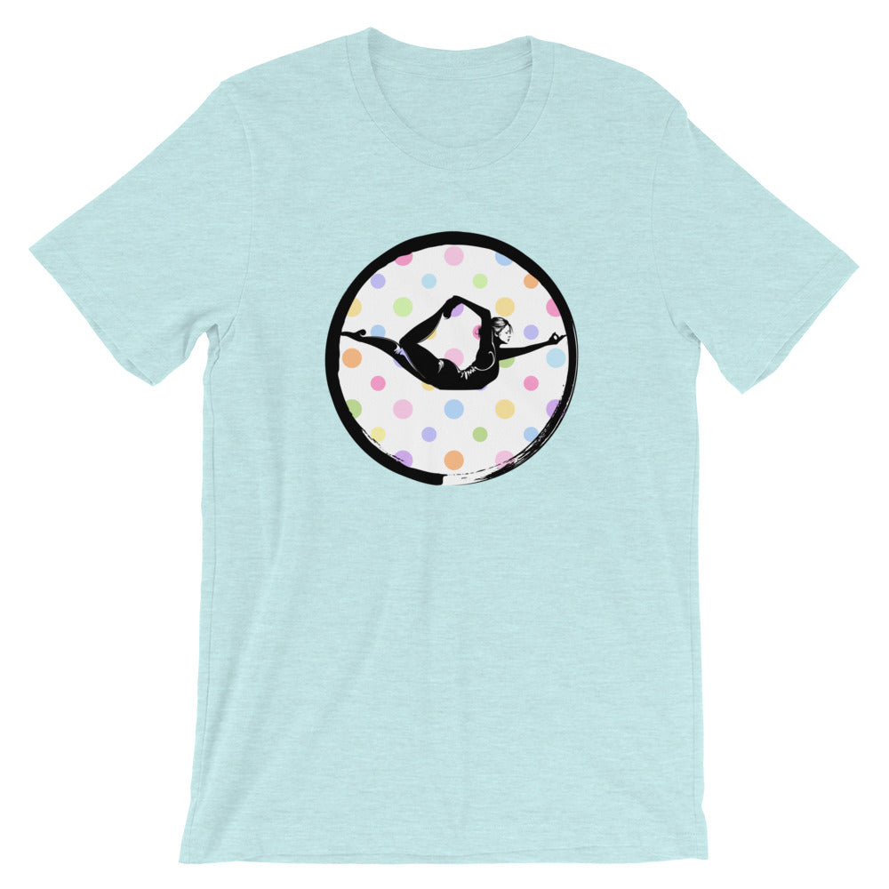 Half Bow Pose Enso-White with Multi-color Polka Dots (avail. in 9 colors)