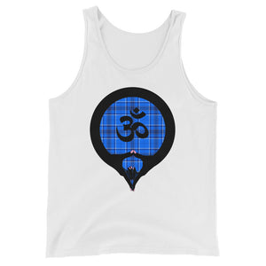 Yoni Mudra-Om on Blue Plaid4 (avail. in 3 colors)