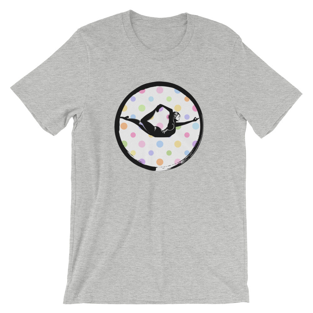 Half Bow Pose Enso-White with Multi-color Polka Dots (avail. in 9 colors)