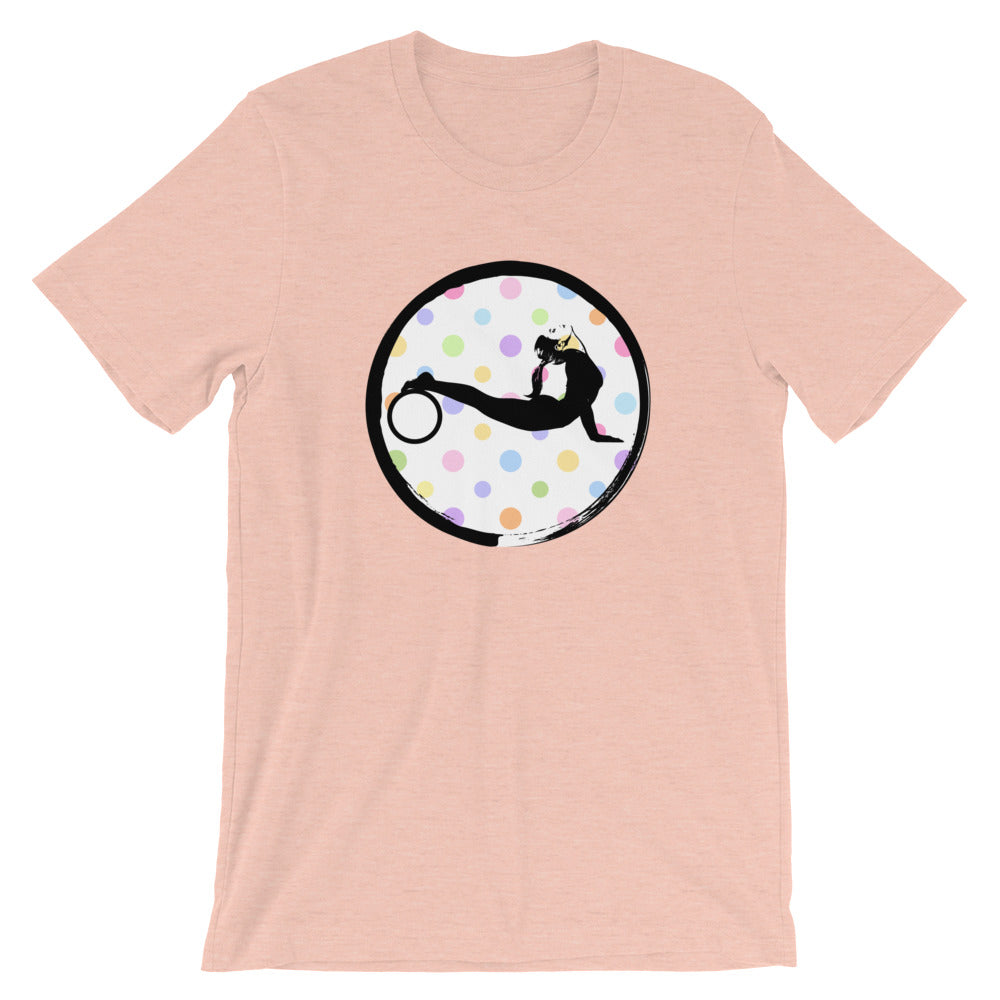 Yoga Wheel Enso-White w-Multi-color Polka Dots (avail. in 10 colors)