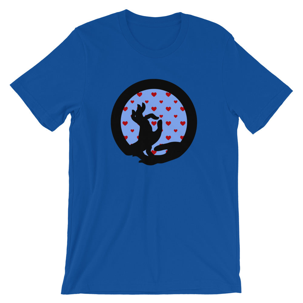 buddha mudra meditation blue cotton t-shirt