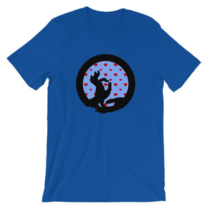 buddha mudra meditation blue cotton t-shirt