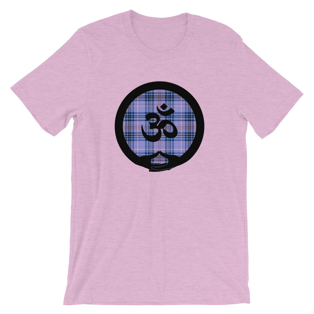 Mudra-OM on Blue-Lavender Plaid (avail. in 7 colors)