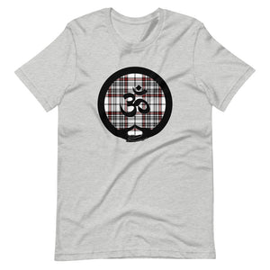 Mudra-OM on White-Red-Black Plaid (avail. in 6 colors)