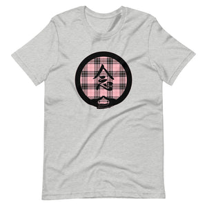 Mudra-Mindfulness on Pink Plaid2 (avail. in 3 colors)