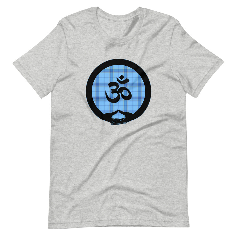 Mudra-Om on Light Blue Plaid2 (avail. in 5 colors)