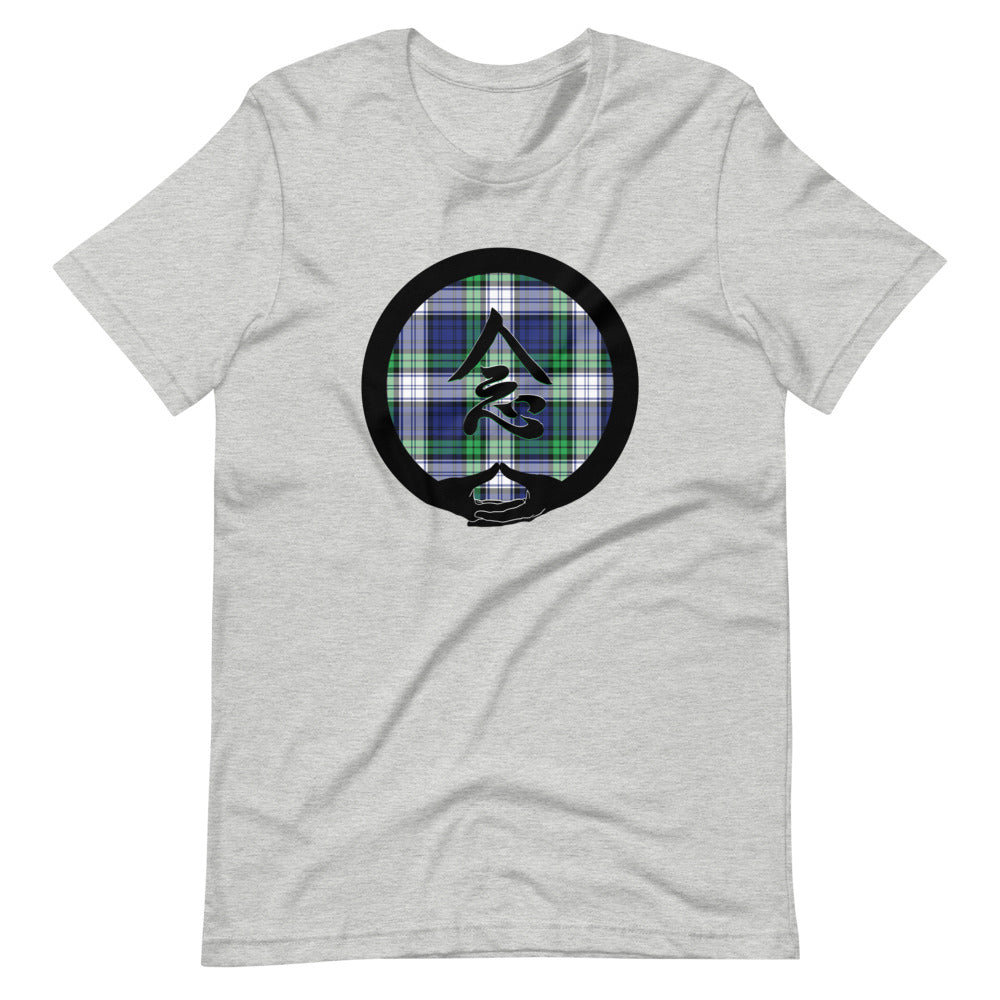 Mudra-Mindfulness on BlueGreen Plaid (avail. in 7 colors)