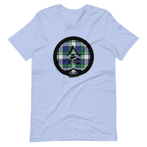 Mudra-Mindfulness on BlueGreen Plaid (avail. in 7 colors)