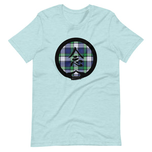 Mudra-Mindfulness on BlueGreen Plaid (avail. in 7 colors)