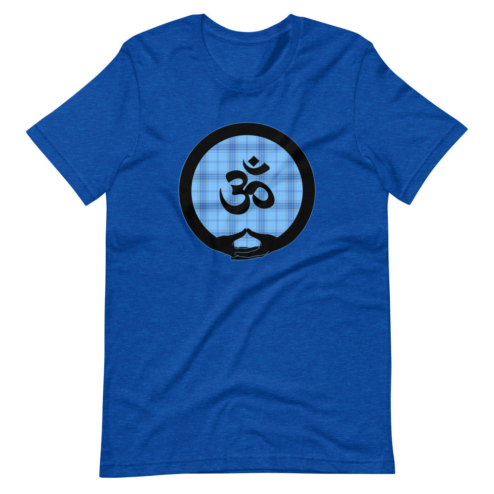 Mudra-Om on Light Blue Plaid2 (avail. in 5 colors)