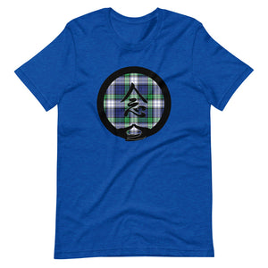 Mudra-Mindfulness on BlueGreen Plaid (avail. in 7 colors)