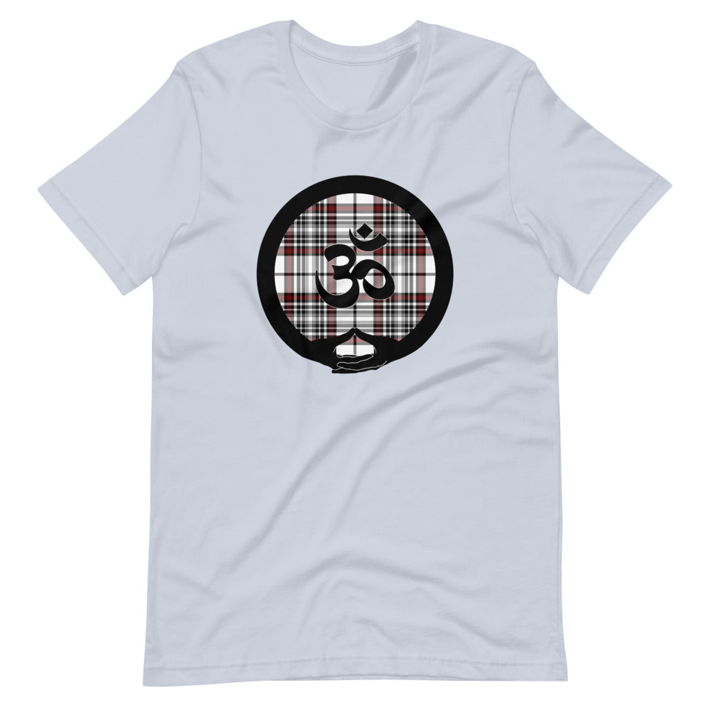 Mudra-OM on White-Red-Black Plaid (avail. in 6 colors)