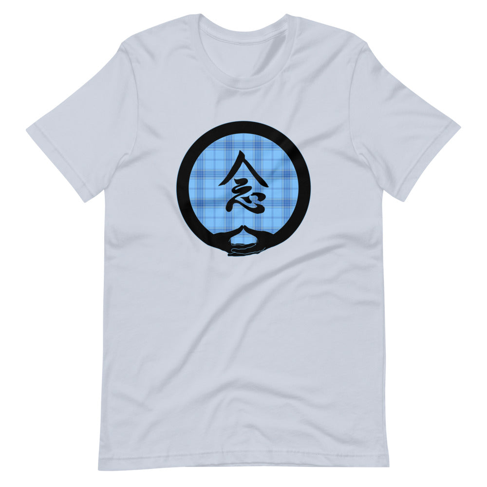 Mudra-Mindfulness on Light Blue Plaid2 (avail. in 5 colors)