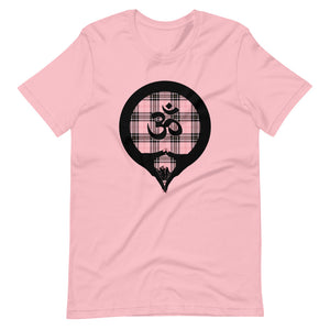 Yoni Mudra-Om on Pink Plaid2 (avail. in 3 colors)