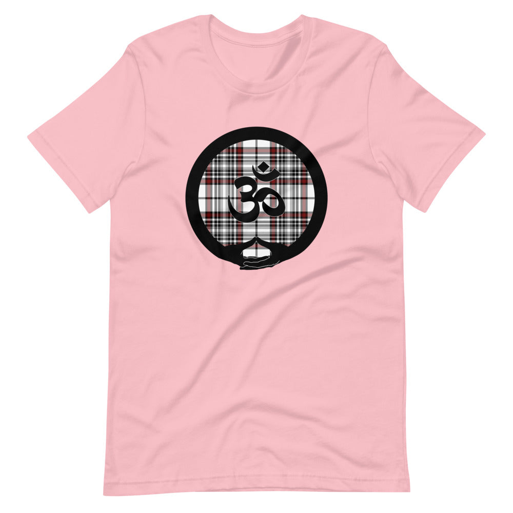 Mudra-OM on White-Red-Black Plaid (avail. in 6 colors)