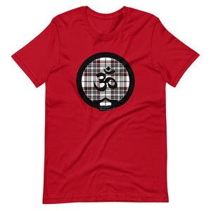 Mudra-OM on White-Red-Black Plaid (avail. in 6 colors)