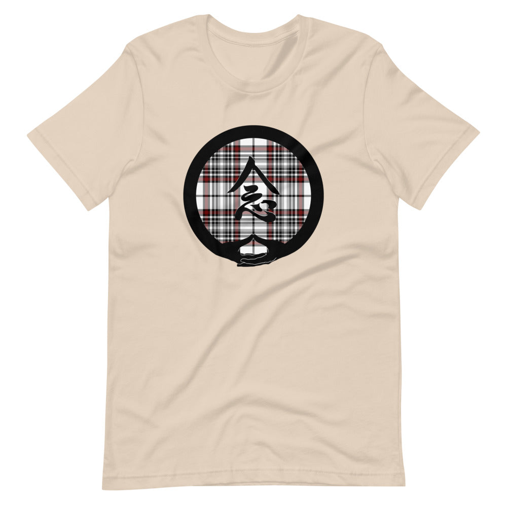 Mudra-Mindfulness on White-Red-Black Plaid (avail. in 6 colors)