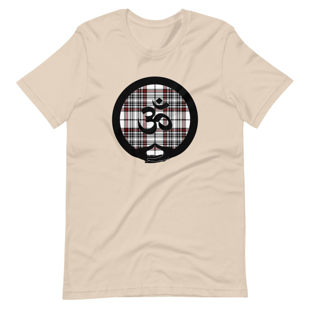 Mudra-OM on White-Red-Black Plaid (avail. in 6 colors)