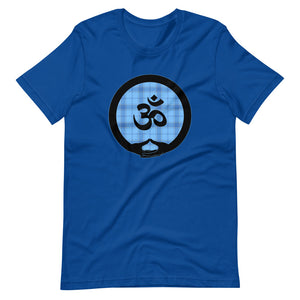 Mudra-Om on Light Blue Plaid2 (avail. in 5 colors)