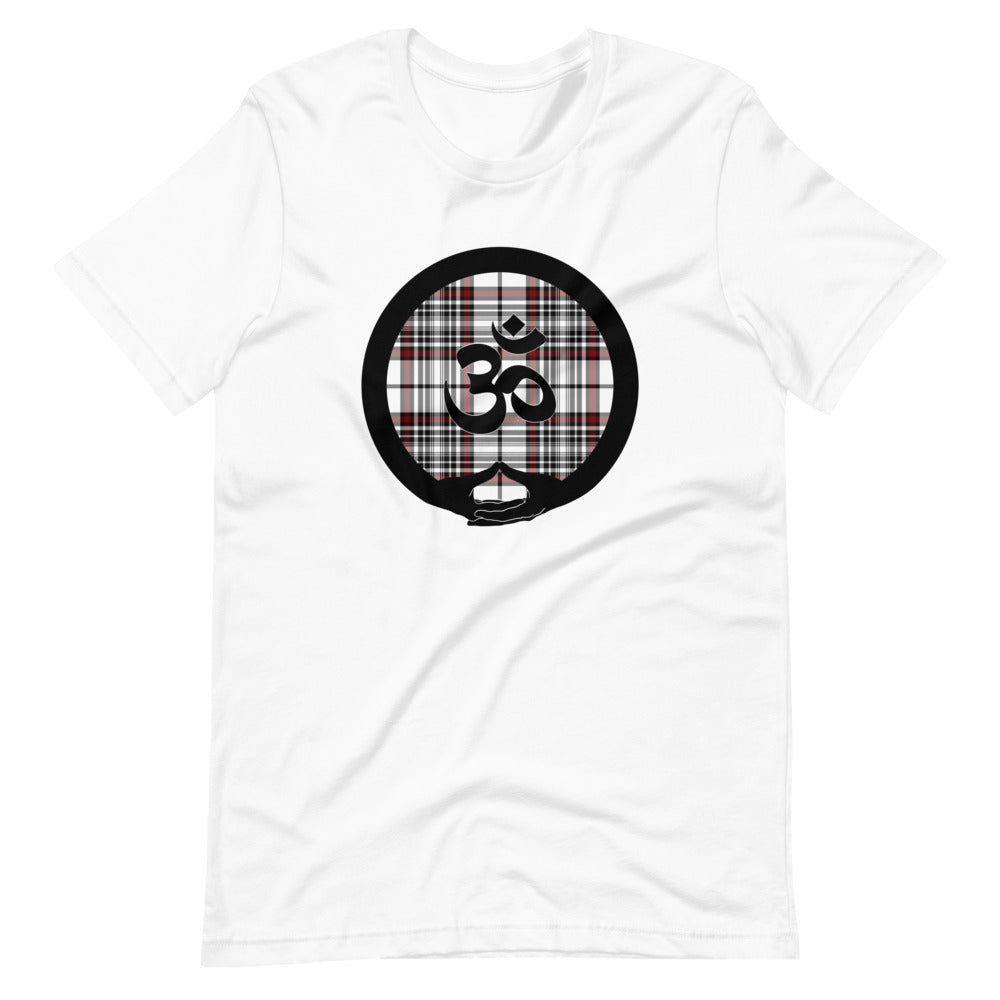 Mudra-OM on White-Red-Black Plaid (avail. in 6 colors)