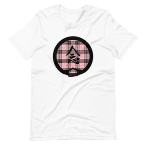 Mudra-Mindfulness on Pink Plaid2 (avail. in 3 colors)