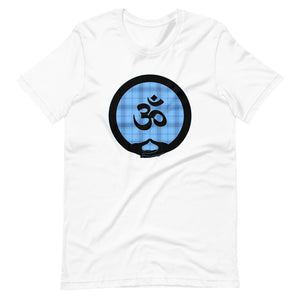 Mudra-Om on Light Blue Plaid2 (avail. in 5 colors)