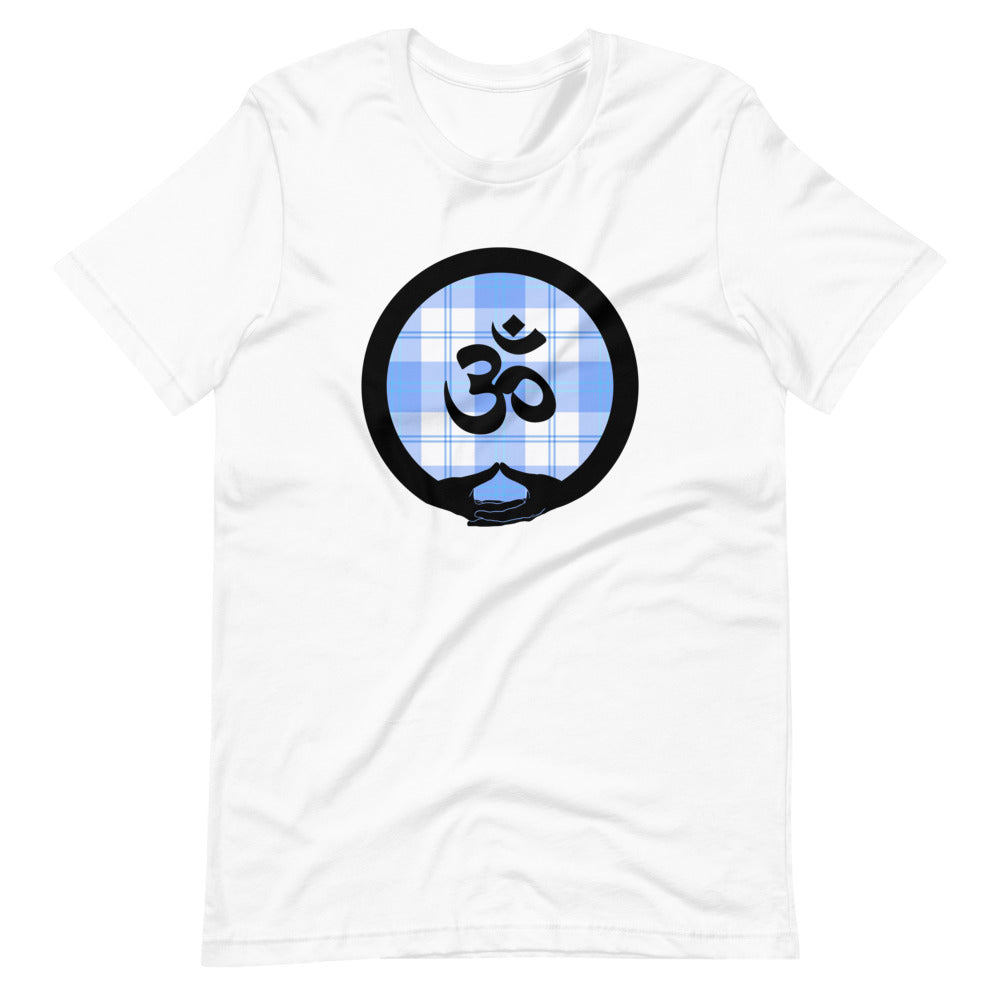 Mudra-Om on Light Blue Plaid (avail. in 3 colors)