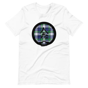 Mudra-Mindfulness on BlueGreen Plaid (avail. in 7 colors)