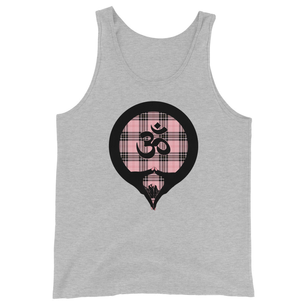 Yoni Mudra-Om on Pink Plaid2 (avail. in 2 colors)