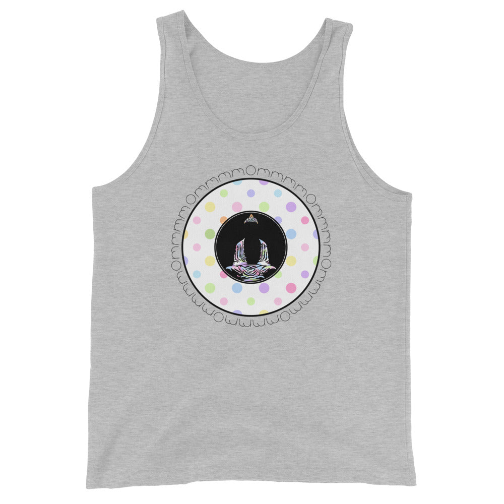 Om Buddha-White with Multi-color Polka Dots