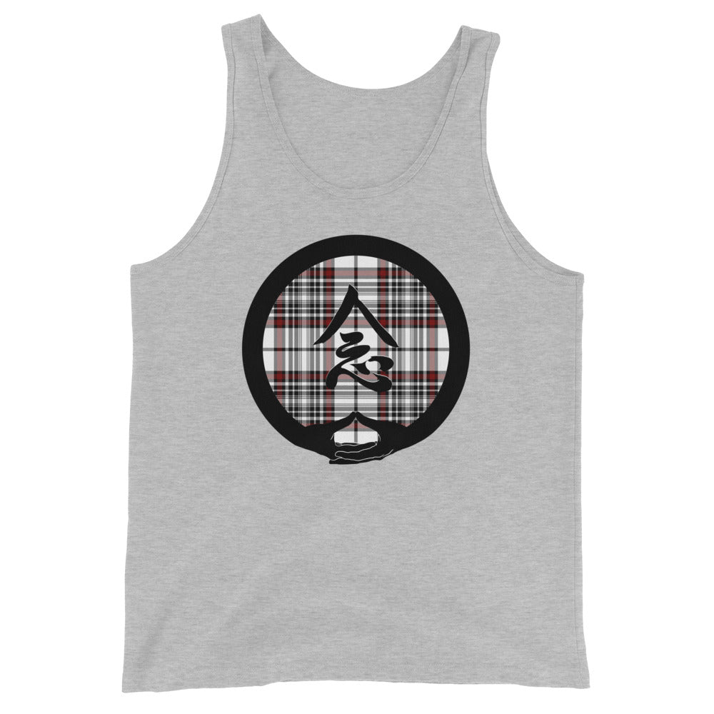 Mudra-Mindfulness on White-Red-Black Plaid (avail. in 3 colors)