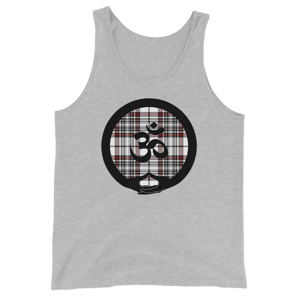 Mudra-OM on White-Red-Black Plaid (avail. in 3 colors)