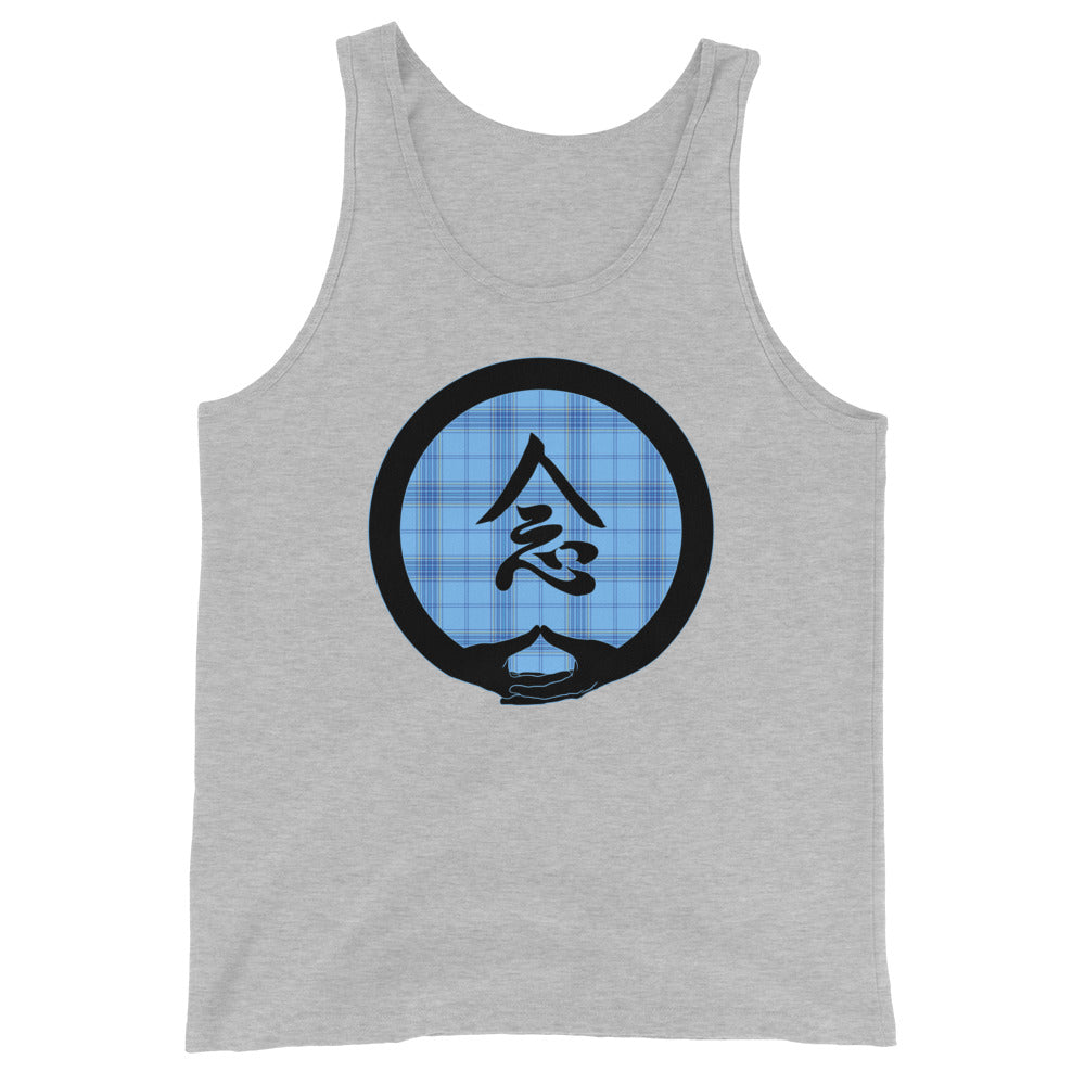 Mudra-Mindfulness on Light Blue Plaid2 (avail. in 3 colors)